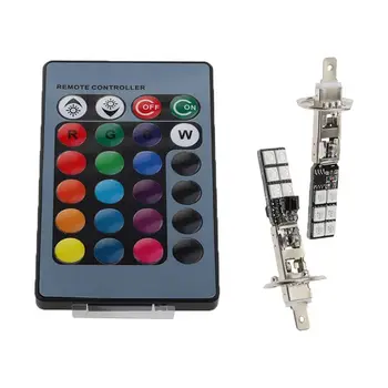 

H1 H3 880 881 5050 LED 12SMD RGB Car Headlight Fog Light Lamp Bulb+Remote Control - H1