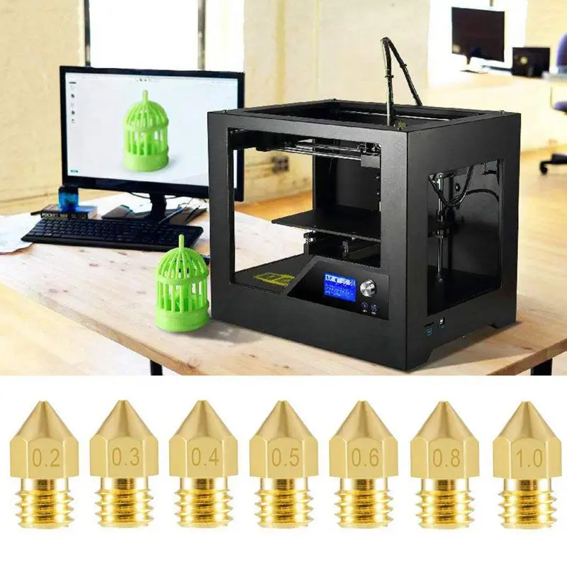 22 шт. 3D сопла для принтера MK8 сопло 0,2 мм, 0,3 мм, 0,4 мм, 0,5 мм, 0,6 мм, 0,8 мм, 1,0 мм Экструдер печатающая головка с бесплатным Stor