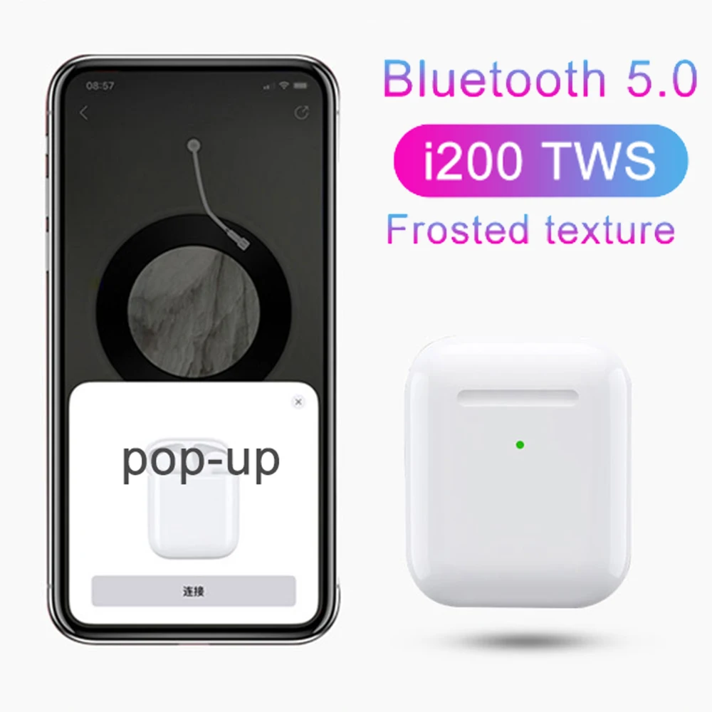 I200 tws 1:1 наушники-вкладыши с функцией обнаружения Bluetooth 5,0, 3D басы, игровые Беспроводные наушники с зарядкой для смартфонов, Bluetooth