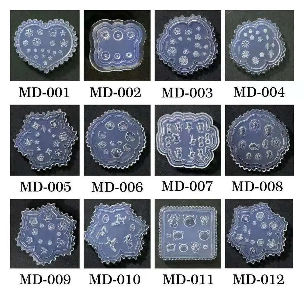 

3D Carving Silicone Mold Nail Stamping Camellia/Shell/Bow Tie/Star Pattern DIY UV Gel Acrylic Crystal Nails Template MD 39 Style