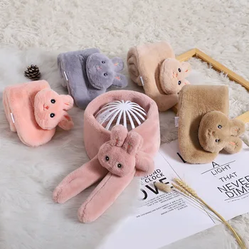 

pudcoco Winter Children Neckerchief Warm Cotton Scarf Baby Boys Girls Scarves Shawl Cartoon Rabbit 6 Collar Fashion Scarf