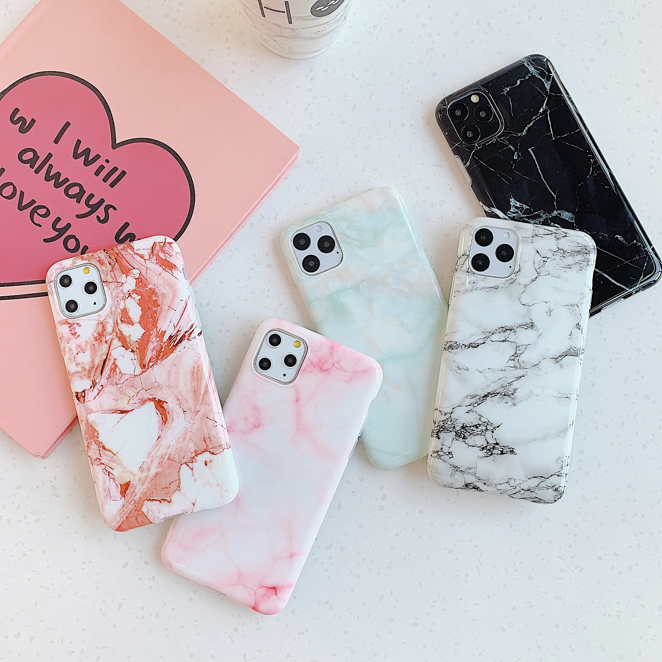

Marble phone case For iphone 7 6s 6 8 8Plus X XS XR XsMAX 11Pro 11 11ProMAX SE2020 Smooth IMD soft silicone back cover