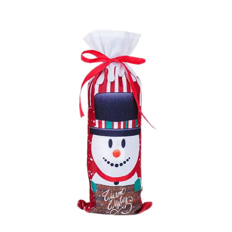 Snowman Рождественские на шнурке крышки бутылки вина прекрасный Санта-Клаус печатных бутылки с шампанским держателем крышки стола Декор для дома Вечерние - Цвет: Snowman