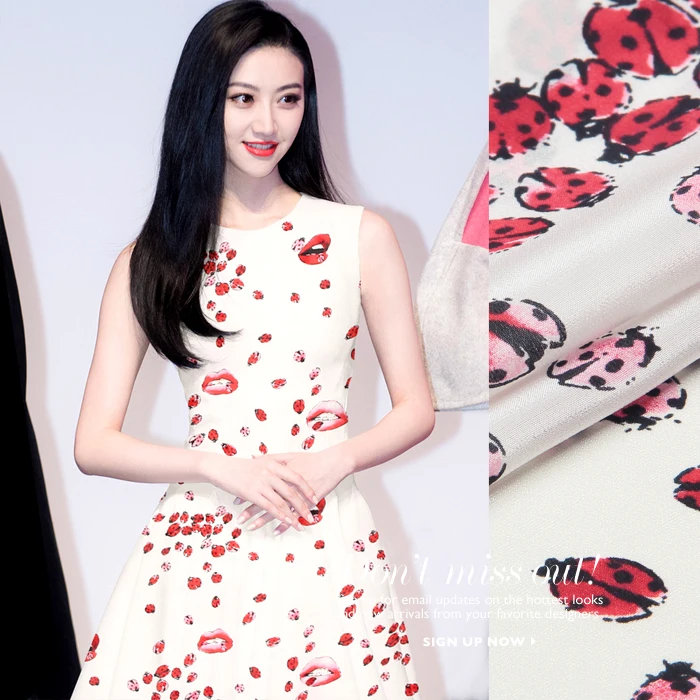 Шелковая ткань метр 12 мм мягкая крепдешин шелковая ткань Жук Печать рубашка платье креп ткань оптом шелковая ткань