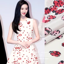 Шелковая ткань метр 12 мм мягкая крепдешин шелковая ткань Жук Печать рубашка платье креп ткань оптом шелковая ткань