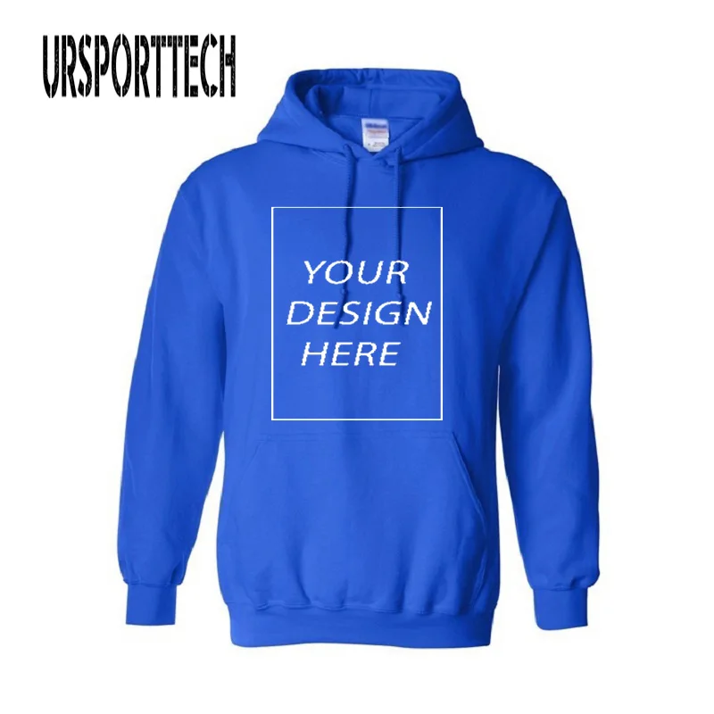  URSPORTTECH Customized With Own Logo Pullover Hoodies Men Adult Printed Thick Sweatshirt Colorful B