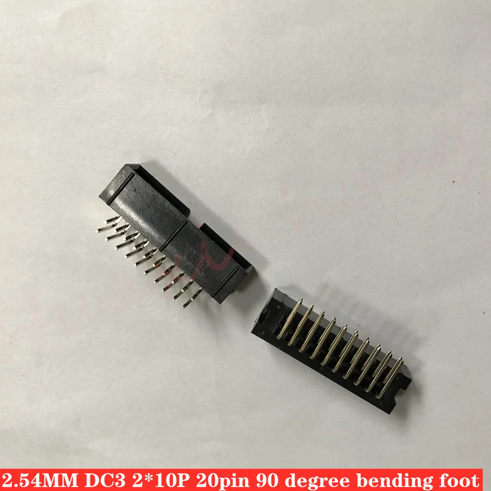 100 шт. шаг 2,54 мм 2x10Pin DC3 20Pin 90 градусов Мужской щит PCB IDC разъем коробки