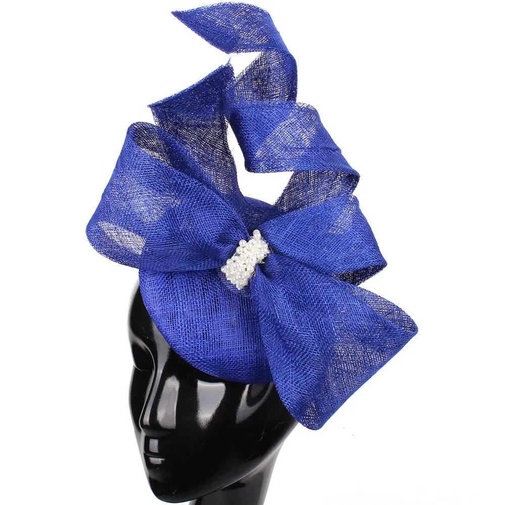 royal blue Заколки для волос повязка на голову с бантом свадебные фаты для невест sinamay головные уборы Коктейльные Вечерние головные уборы для гонок новое поступление - Цвет: royal blue