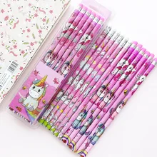 12 шт./компл. милый Kawaii Мультфильм Единорог карандаш с ластиком 2B эскиз элементы рисования канцелярские товары для школьников подарок для детей