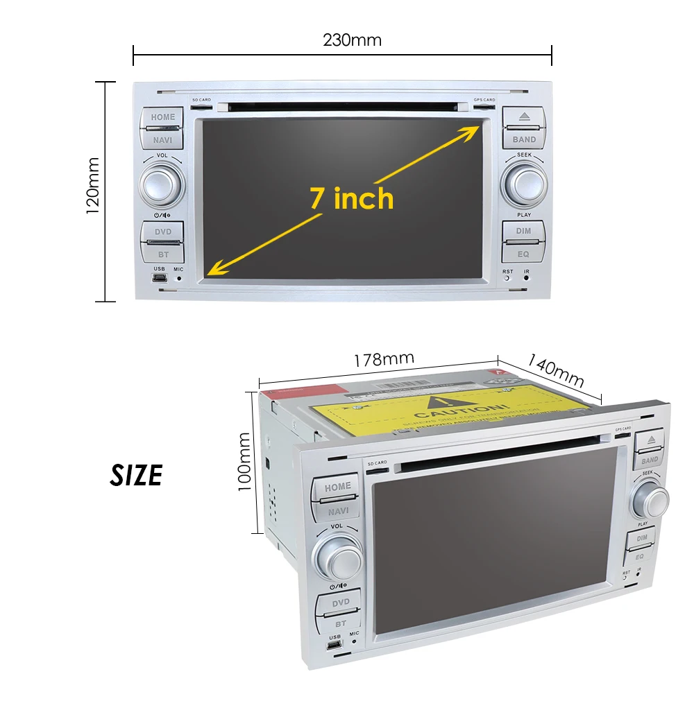 Car Multimedia Player Android 9 GPS Autoradio 2 Din 7 Inch For Ford/Mondeo/Focus/Transit/C-MAX/S-MA