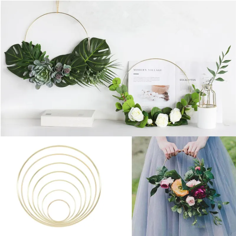 More Size 8-30cm Gold Iron Metal Wreath Ring DIY Catching Dream Hoop Hanging Decor Garland Wedding Decorations Wedding-S | Дом и сад