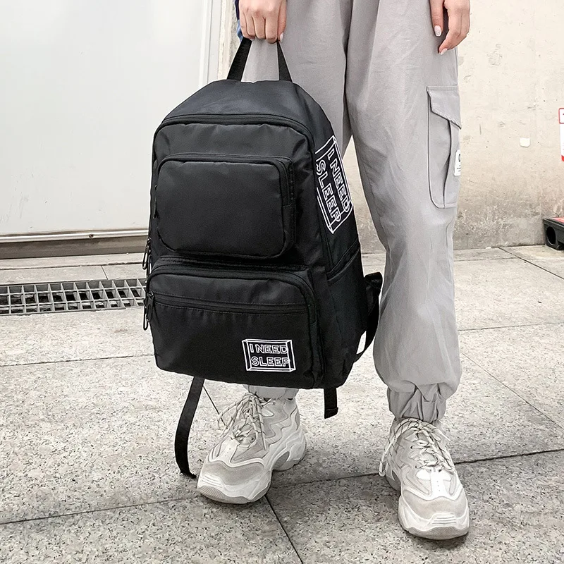 

JIULIN School Backpack Female Women's NEW Hardware First-Layer Silver-Color