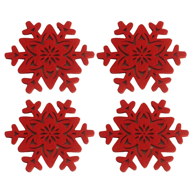 4 шт./компл. Рождественская Снежинка в форме циновка чашки Coaster противоскользящие стол столовых Рождественский праздничный Декор - Цвет: 461248