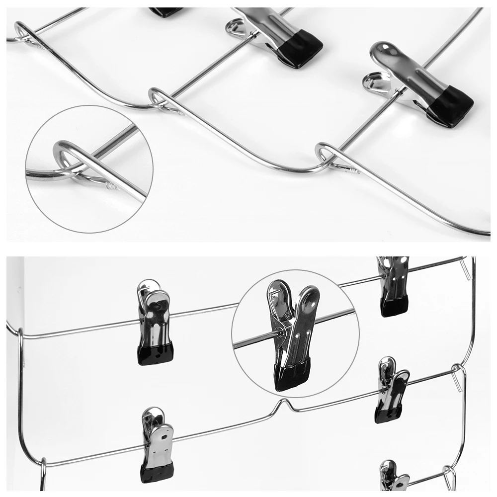 Clothes Hangers Pants Holders 5 Layers 12 Clip Folding Clothes Rack Organizer Clothing Storage Rack