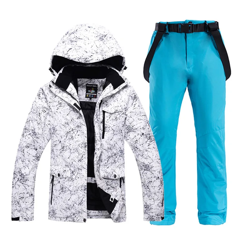 Pic Jacket and Pant 30 Белый для взрослых Лыжный спорт одежда Сноубординг наборы водонепроницаемый ветрозащитный дышащий уличный зимний костюм куртка и брюки с поясом Unsex - Цвет: Pic Jacket and Pant