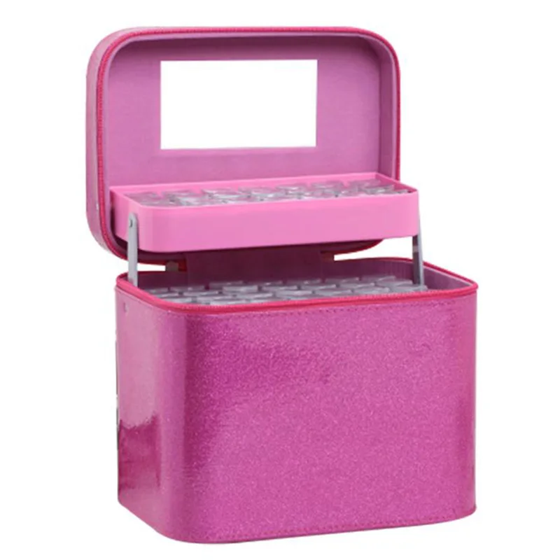 Rose Red 126-Pack Portable Suitcase Essential Oil Bottle Storage Bag Manicure Fragile Bottle Cosmetic Organizer - Цвет: Rose Red