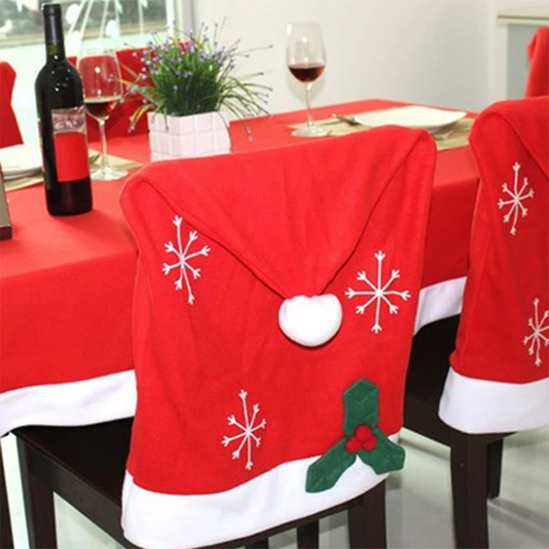 

Hot Sale Christmas Holiday Santa Chair Hat Cover Tablecloth Christmas Party Table Dinner Decoration Home Decor