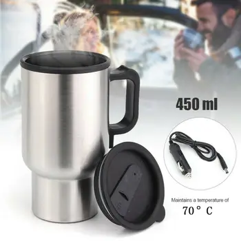 

12V In-Car Thermos Thermal Heated Travel Mug Cup Plug Heater Camping Coffee Vacuum Flasks & Thermoses
