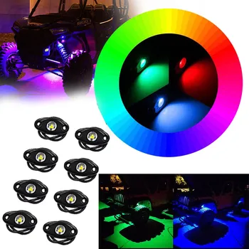 

New 8 In 1 LED Rock Light Under Body Light RGB Car Atmosphere Lamp Offroad Pickup SUV ATV Truck Rock Lamp DIY light effect APP
