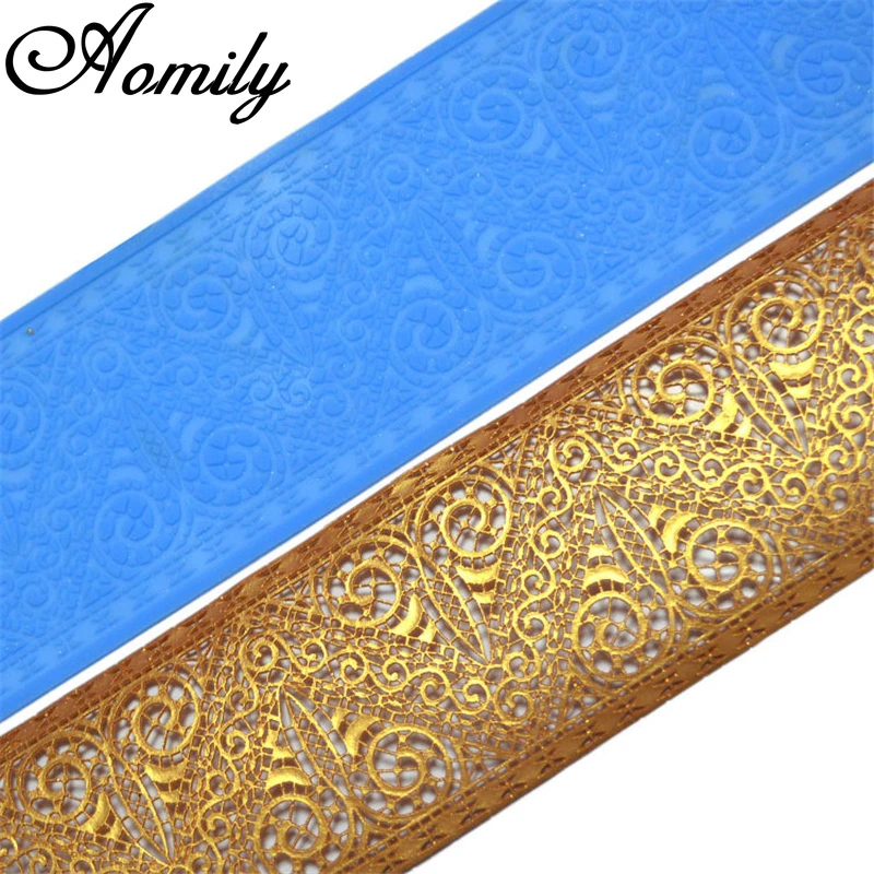 Triangle Art Sheep Horn Lace Silicone Mold Wedding Cake Border Decoration Tool Fondant Cake 3D Food Grade Mat Baking Mold