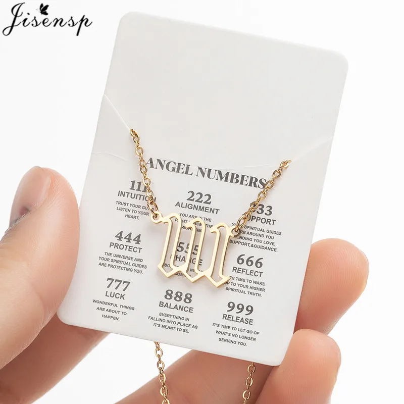 Stainless Steel Angel Number Necklace 111 222 333 444 555 666 Pendant Necklaces for Women Men
