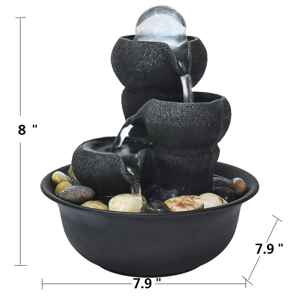 Small Relaxation Waterfall Little Desk Water Fountain With Led