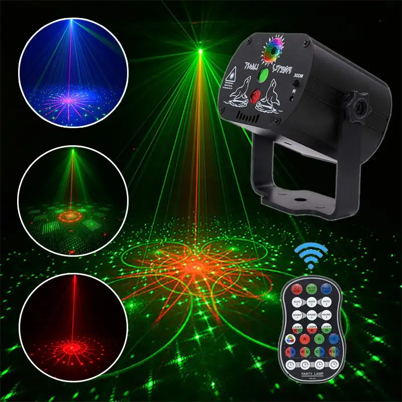 

MINI 60 Pattern Stage Laser Light DJ Disco Stage Effection Projection Light Rechargeable With Remote Control For Ktv Bar Club