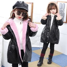Г. Новая зимняя детская одежда зимнее длинное водонепроницаемое пальто плотная теплая одежда для девочек парка с капюшоном, пальто кожаная куртка для снежной погоды