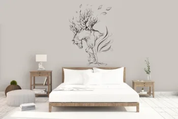 

Three Ratels Animals Wall Sticker Kids Room Decoration forest Horse unicorn with Lucky Anime Poster Self Adhesive Removable