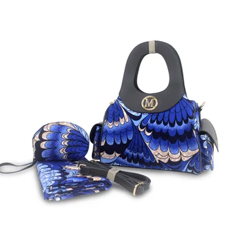 

African Wax Handbag Set With Real Print Fabric 6 Yards 100% Cotton For Women's Bag