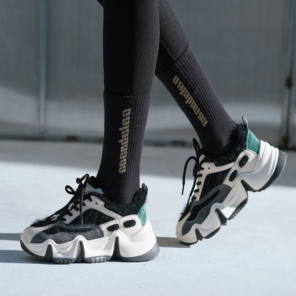 

LAPOLAKA brand design Genuine Leather and fur 2020 Lace Up Comfortable Shoes Woman Vulcanize Platform Sneakers Women Shoes