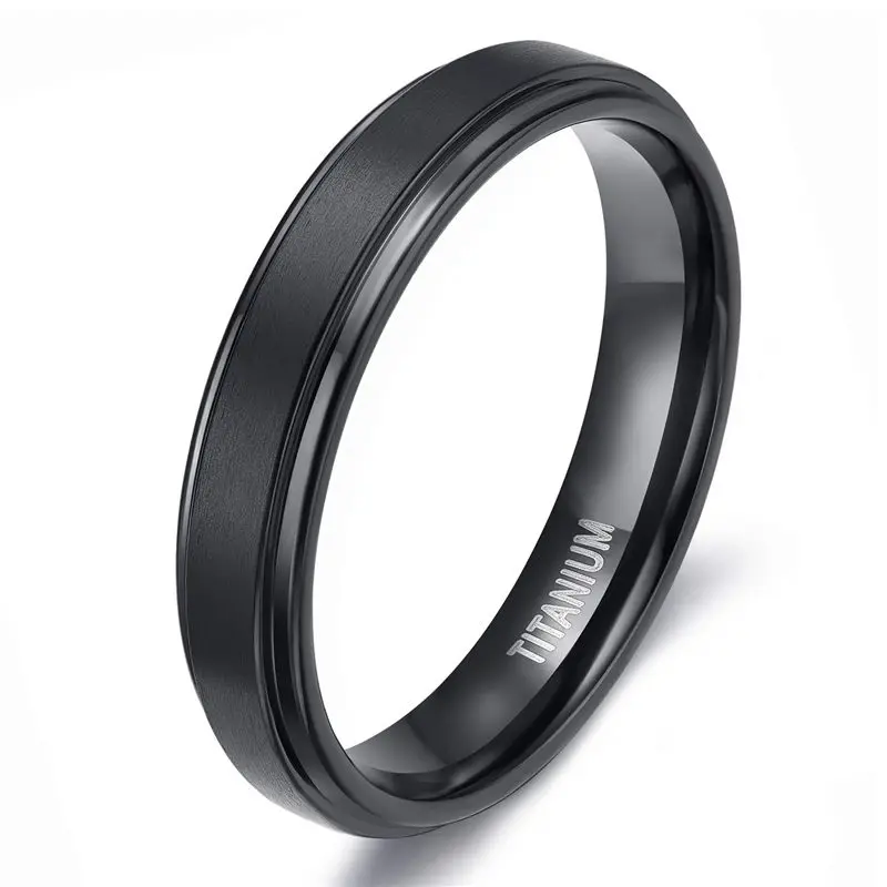 4mm Tigrade черный Титан кольцо для Для мужчин свадебные Обручение ювелирные изделия группа 4/6/8/10 мм холодный темно классический мужской кольцо женский Размер 4-15 - Цвет основного камня: 4mm