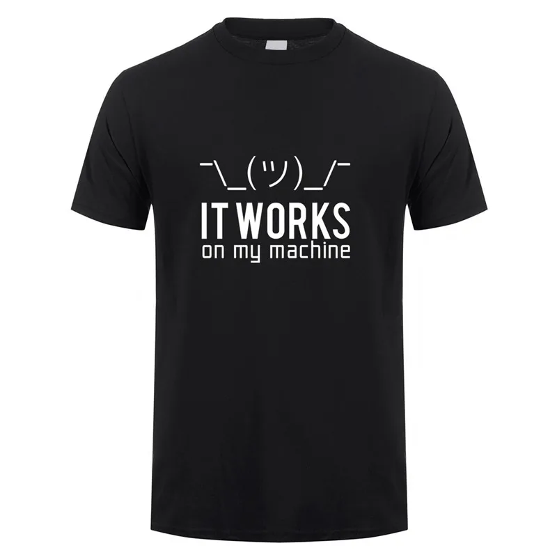 Летние мужские футболки, Забавные футболки с надписью «Geek It works on my machine», мужские хлопковые футболки с коротким рукавом и компьютерным программатором, OZ-148