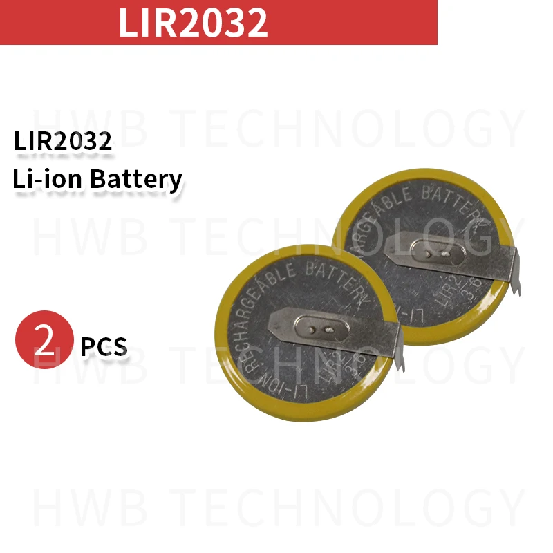 2 шт./лот LIR2032 3 6 в горизонтальное Закругление Сварочная ножная батарея батарейка
