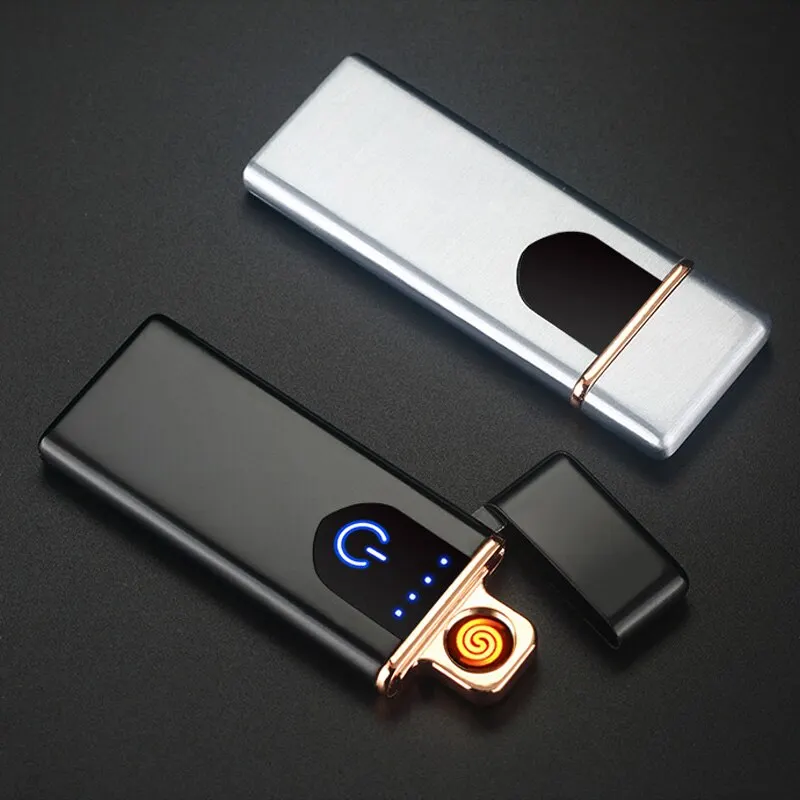 Сенсорный экран сенсор прикуриватель компактный умный датчик USB Перезаряжаемый сенсорный экран беспламенная зажигалка с индикатором батареи