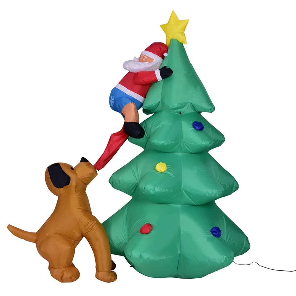 Рождественский надувной светодиодный светильник Санта-собака Дерево Модель вечерние украшения орнамент