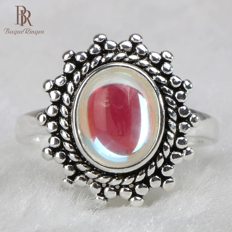 Bague Ringen 925 Sterling Silver Rings For Women With moonstone Gemstones Jewelry Wedding Party Wholesale Gift | Украшения и