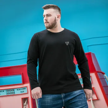 

Fat Brother Big Size Long-Sleeved Men's T-shirt round Neck Large Loose Casual Plus-sized Menswear 2020 New Spring Clothes Hair