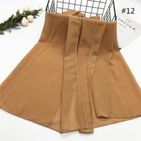 Luksusowe złota szyfonowa szalik na głowę stałe miękkie długie szale muzułmańskie dla kobiet hidżab musulman femme szal i Wrap foulard islamique 5