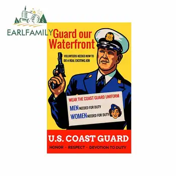 

EARLFAMILY 13cm x 8.6cm For Coast Guard Poster Funny Car Stickers Vinyl Material Decal Fashion Car Door Protector Decoration
