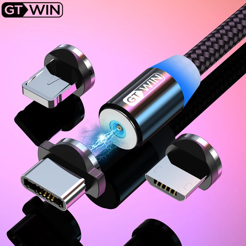 GTWIN 1 м/3 м Магнитный кабель Micro type C USB кабель для быстрой зарядки для iPhone зарядное устройство кабель USB C Магнитная Зарядка для xiaomi redmi