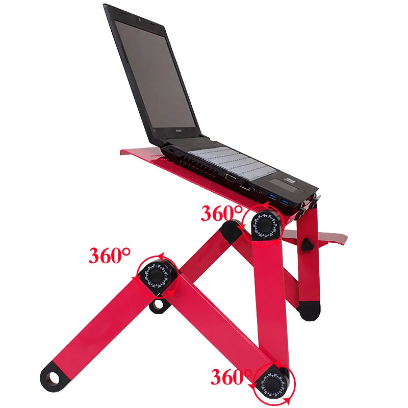 Складной регулируемый стол для ноутбука, Настольный Диван-кровать для дома и офиса, Портативная подставка для ноутбука, поднос, стол для ноутбука с вентилятором - Цвет: Red no fan