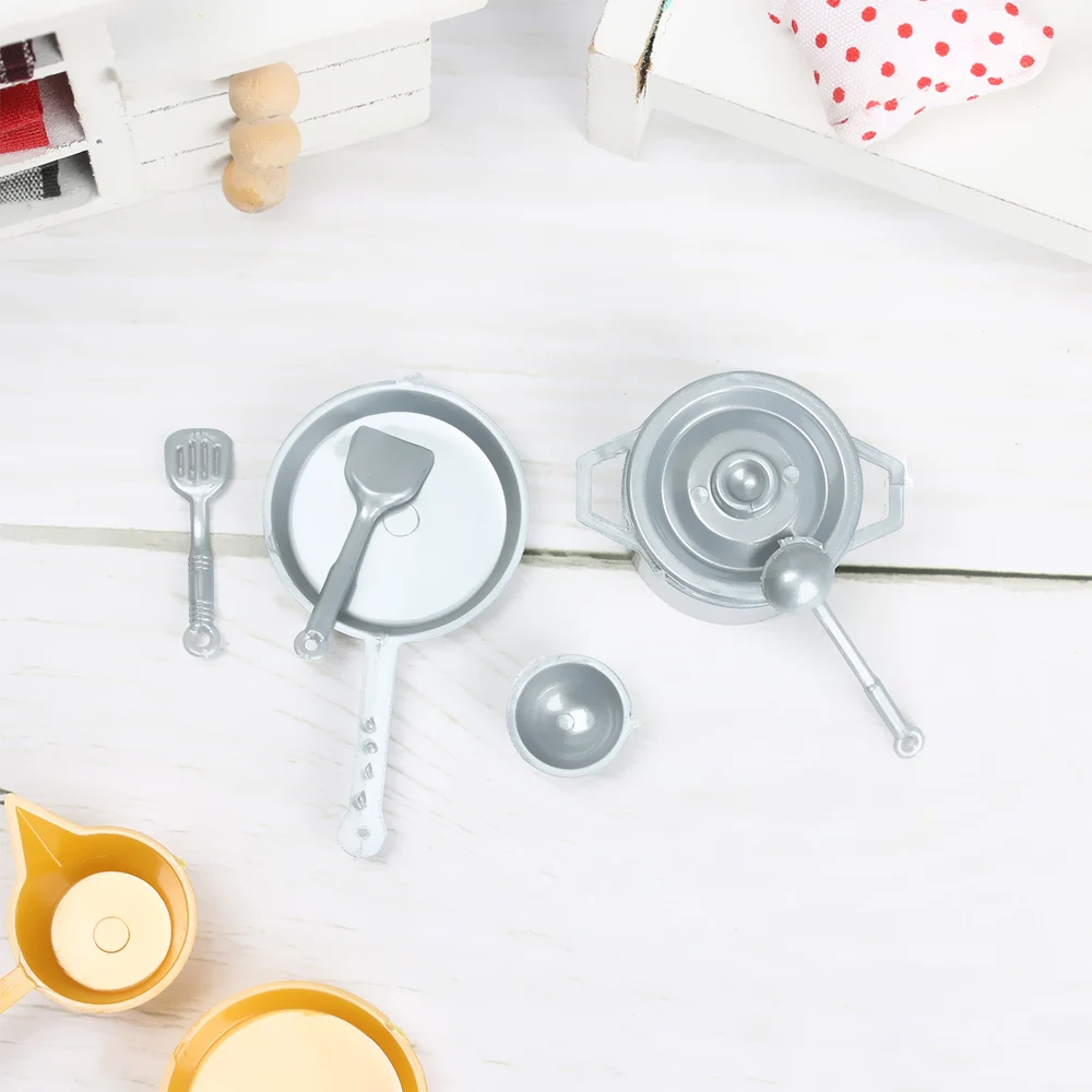 10/11Pcs/Bag 1:12 Miniature Cookware Mini Food Toys Pot Fork Playing House Doll Accessories DollHouse Kitchen Tableware Model