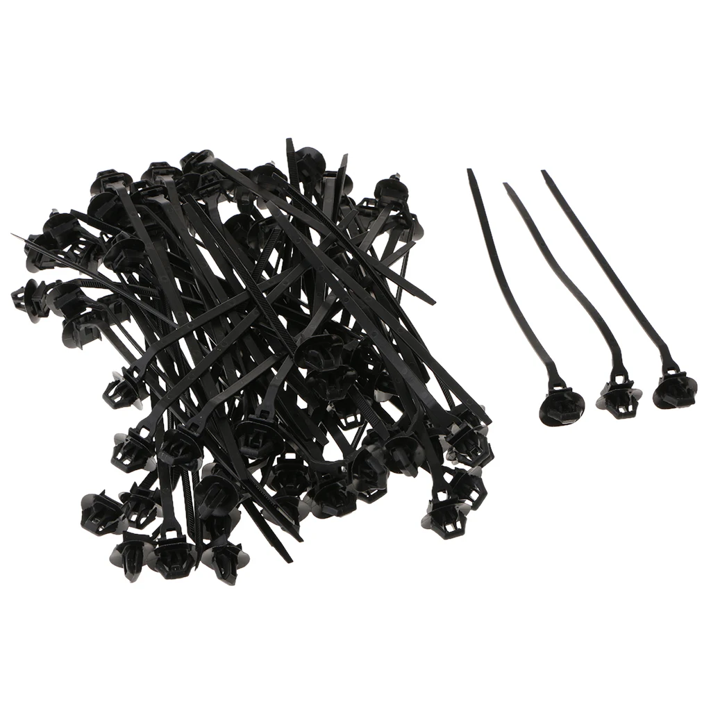 70 Pieces Car Boat Mounting Zip Tie Wrap Push Rivet Clip Wiring Clamp185mm