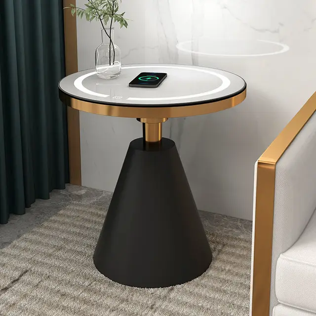 Simple modern luxury Electric wireless charging small round table 2
