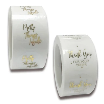 

500Pcs/Lot Roll Bronzing Thank You Round Stickers Paper For DIY Manual Making Decoration Gift Card/Gift Box Etc