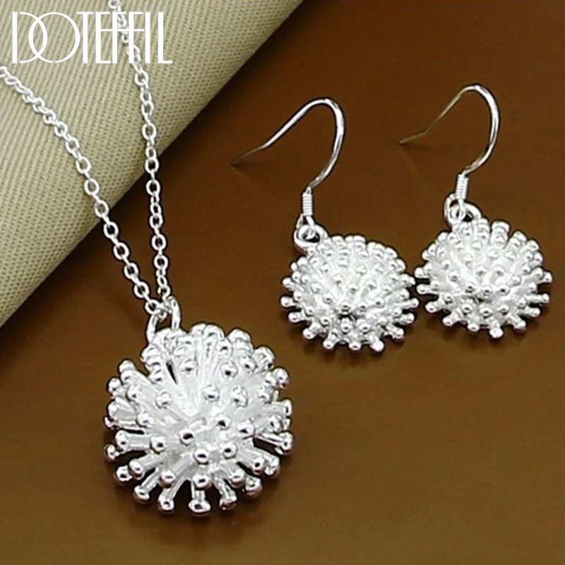 

Hot Sale 925 Silver Bracelet Earring Jewelry Set Popular Charm Nice Firework Flower Bracelet Earring Sets Women's Jewelry