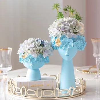 

Nordic Creative Flower Girl Resin Flower Vase Home Decoration Modern Flower Vase Plant Holder Desk Hydroponics Room Decor