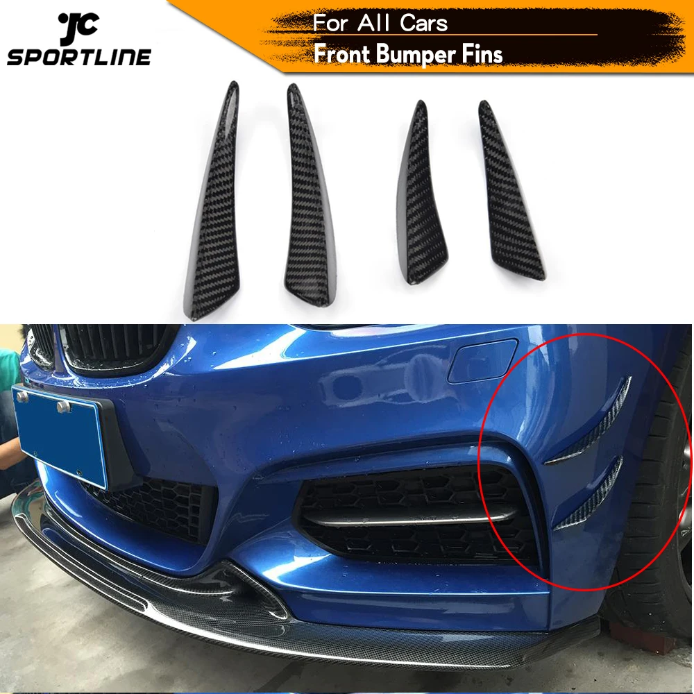 Carbon Fiber / Frp Front Bumper Trims Spoiler Fins Canards For Bmw E90