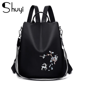 

Elegant Women Embroidery Backpacks Mochila Feminina 3 In 1 Light School Bag for Girls Rucksack Anti-theft Design Travel Backpack